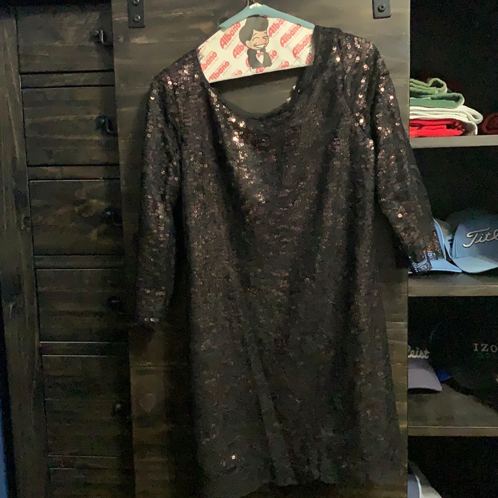 Joie black sparkle long sleeve dress